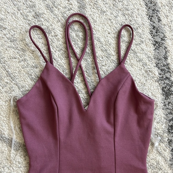 Mauve Strappy Bodycon Mini Dress - Picture 3 of 8